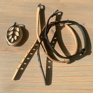 BellaBeat leaf & bracelet leather bands - black and tan